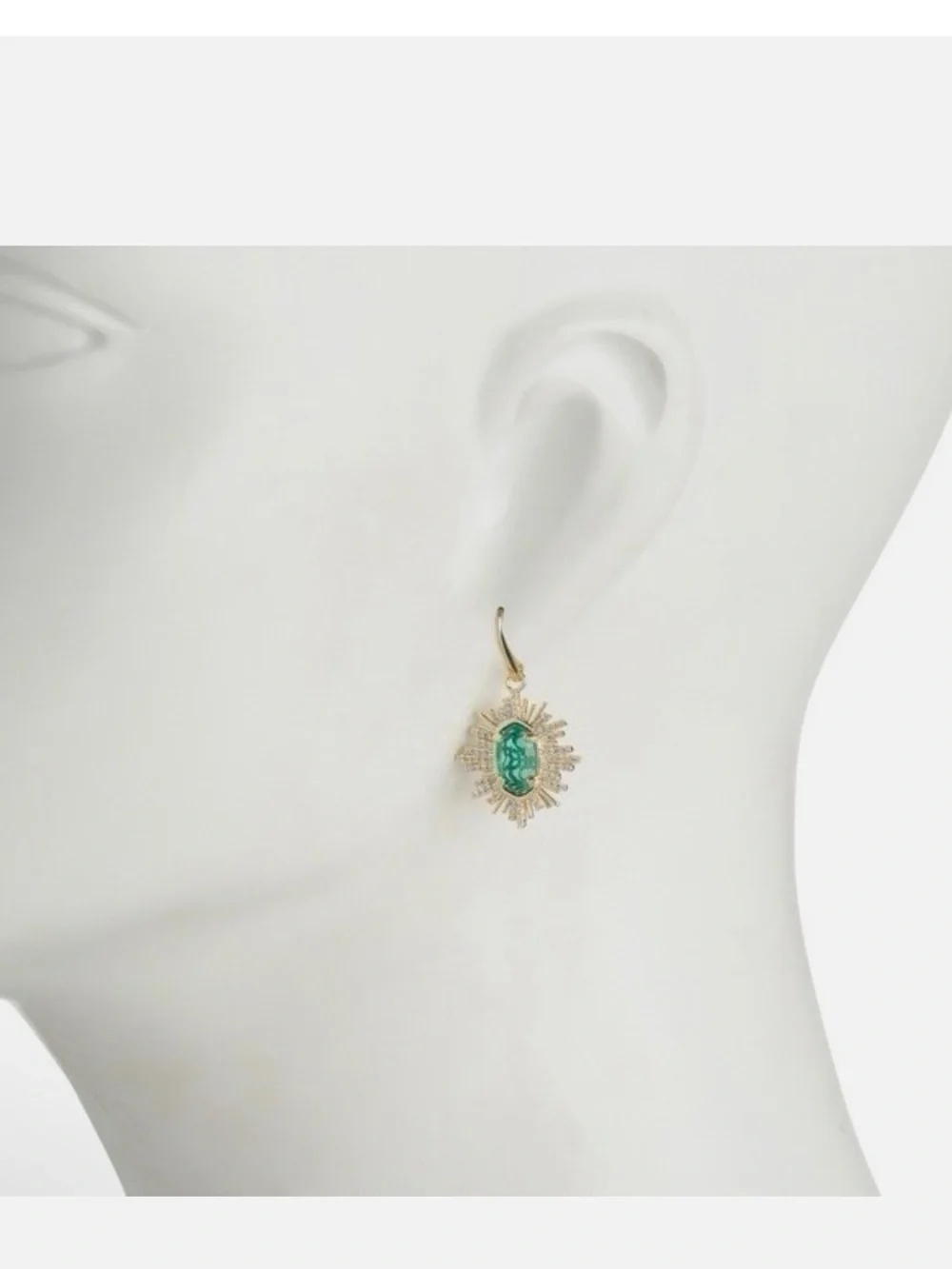 Kendra Scott Grayson Sunburst Drop Earrings in Green Glass NEW